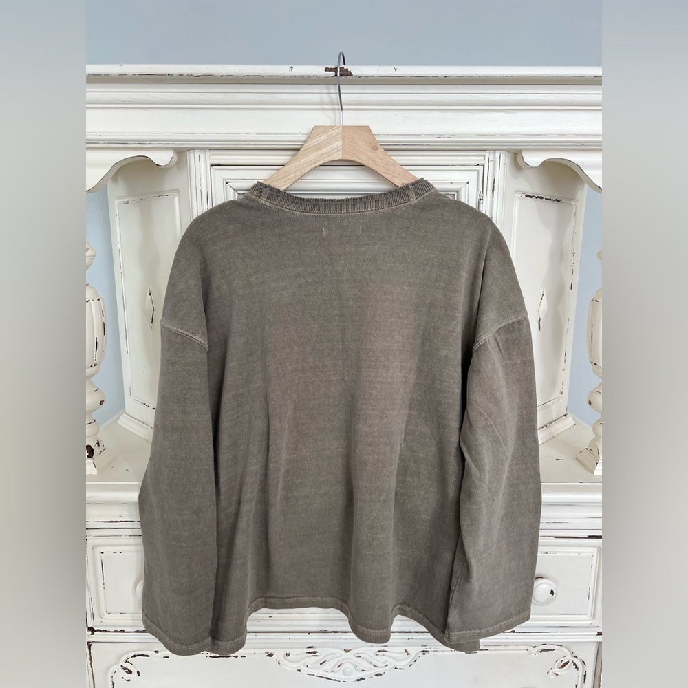Madewell Wide Long Sleeve Grey/Taupe Top • Size S • NWT - Picture 2 of 6